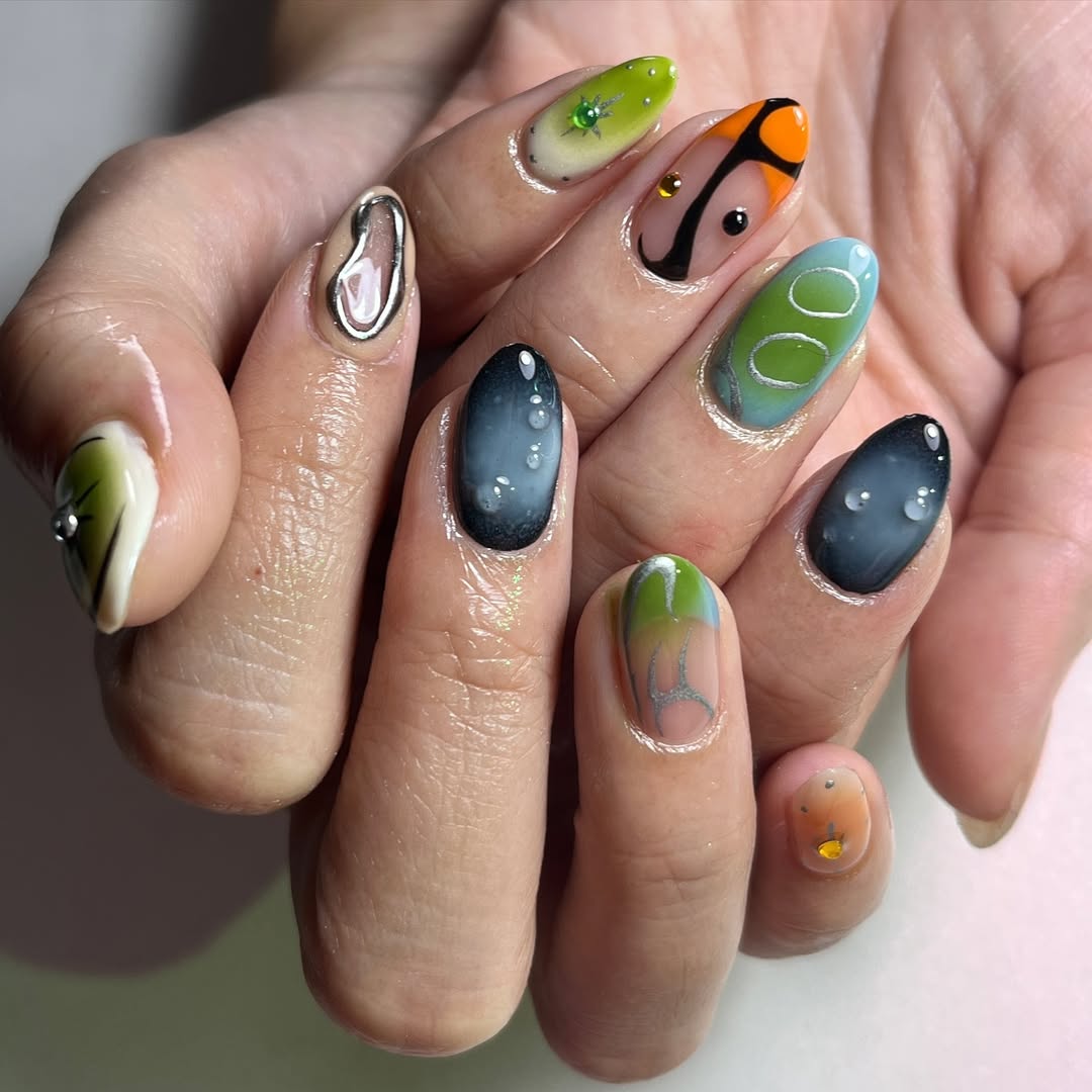 Seasonal hand-painted nail art design